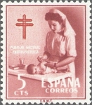 Stamps Spain -  ESPAÑA 1953 1121 Sello Nuevo Pro Tuberculosos Cruz de Lorena Enfermera Puericultora