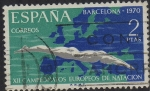 Stamps Spain -  XII campeonatos europeos de natación-1970