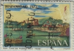 Stamps Spain -  Hispanidad- vista de San Juan dePuerto Rico(1625)-1972