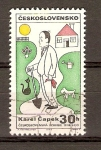 Stamps Czechoslovakia -  CARICATURA  DE  CAREL  CAPEK