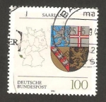 Stamps Germany -  Mapa y escudo de armas de Sarre