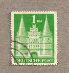 Stamps Germany -  Puerta Holsten de Lübeck