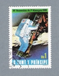 Sellos de Africa - Santo Tom y Principe -  10º Aniv. da 1a Alunagem 1969