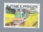 Sellos de Africa - Santo Tom y Principe -  Serie Trenes