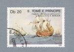Stamps S�o Tom� and Pr�ncipe -  Pinturas Caravelas Mercante siglo XVIII R.Monleón
