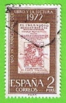 Stamps Spain -  Dia Internacional del Libro (Portada de la edicion principe de EL Ingenioso Idalgo Don Quijote)