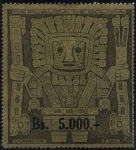 Stamps Bolivia -  Puerta del Sol de Tiahuanacu. Sobrecargados