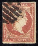 Stamps Spain -  Isabel II Edifil 44 filigrana lineas cruzadas