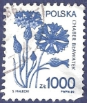 Stamps : Europe : Poland :  POLONIA Flor azul 1000