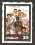 Stamps Rwanda -  homenaje a norman rockwell, escritor