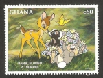 Stamps : Africa : Ghana :  bambi, flor y tambor