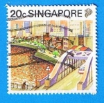 Stamps Singapore -  Puente