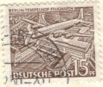 Stamps : Europe : Germany :  ALEMANIA 1949 Freimarken: Berliner Bauten - Flugzeug Douglas DC-4 uber Flughafen Tempelhof 15