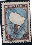 Stamps Argentina -  Mapa de america