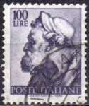 Stamps Italy -  Italia 1961 Scott 826 Sello Dibujos Capilla Sixtina de Michelangelo Ezequiel usado 