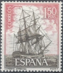 Stamps Spain -  ESPANA 1964 (E1606) Homenaje a la Marina Espanola - Corbeta Atrevida 1p50