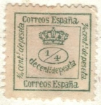 Sellos de Europa - Espa�a -  ESPANA 1873 (E130) Corona mural - Republica  1/4 cent de peseta