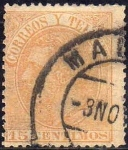 Stamps Spain -  ESPAÑA 1882 210 Sello º Rey Alfonso XII 15c Espana Spain Espagne Spagna