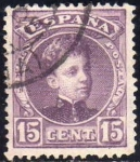 Sellos de Europa - Espaa -  ESPAÑA 1901-5 245 Sello Alfonso XIII 15c Tipo Cadete Usado con numero de control al dorso Espana Spa