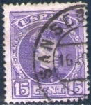 Stamps Spain -  ESPAÑA 1901-5 246 Sello Alfonso XIII 15c Tipo Cadete Usado con numero de control al dorso Espana Spa