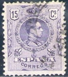 Stamps Spain -  ESPAÑA 1909-22 270 Sello Alfonso XIII 15c Tipo Medallón Usado con numero de control al dorso Espana 