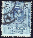 Sellos de Europa - Espaa -  ESPAÑA 1909-22 274 Sello º Alfonso XIII 25c Tipo Medallón con nº de control al dorso