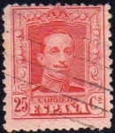 Stamps Spain -  ESPAÑA 1922-30 317 Sello Alfonso XIII 25c Tipo Vaquer Usado nº control al dorso Espana Spain Espagne