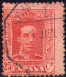 Stamps Spain -  ESPAÑA 1922-30 317 Sello Alfonso XIII 25c Tipo Vaquer Usado nº control al dorso Espana Spain Espagne