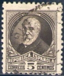 Stamps Spain -  ESPAÑA 1932 655 Sello º Francisco Pi y Margall 5c c/nº control dorso Republica Española