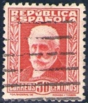 Stamps Spain -  ESPAÑA 1932 659 Sello Personajes Pablo Iglesias 30c c/nº control dorso Usado Republica Española