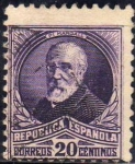 Stamps Spain -  ESPAÑA 1932 666 Sello Personajes Francisco Pi y Margall 20c Usado Republica Española Espana Spain