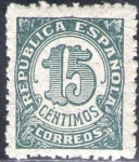 Stamps Spain -  ESPAÑA 1938 747 Sello ** Cifras 15c Republica Española