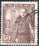 Sellos de Europa - Espaa -  ESPAÑA 1948 1027 Sello General Franco y Castillo de la Mota 40c Usado Espana Spain Espagne Spagna Sp