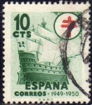 Sellos de Europa - Espaa -  ESPAÑA 1949 1067 Sello Pro Tuberculosos Cruz de Lorena en rojo Nao 10c usado Espana Spain Espagne Sp