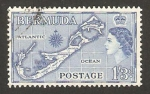 Sellos del Mundo : America : Bermuda : elizabethh II, mapa de la isla