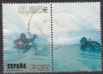 Stamps : Europe : Spain :  ESPAÑA 2007 4345a Sello º + viñeta Deportes Al Filo de Lo Imposible Buceo entre Icebergs usado