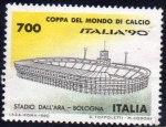 Stamps Italy -  Italia 1990 Scott 1800c Sello Campeonato Mundial de Futbol Estadio Dall'Ara Bologna usado 