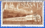 Sellos de Europa - Espaa -  ESPANA 1958 (E1232) XVII Congreso Int de Ferrocarriles - Tren Talgo y Mo Escorial 15p