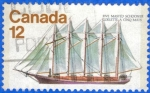 Stamps : America : Canada :  CANADA 1977 (S747) 5-masted schooner 12c