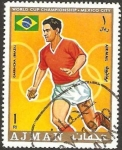 Stamps United Arab Emirates -  Ajman - mundial de fútbol en México, garrincha (brasil)