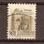 Stamps : America : Mexico :  CONVENTO  Y  CABEZA  ESCULPIDA  EN  PIEDRA