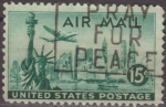 Stamps United States -  USA 1947 Scott C35 Sello Avion sobrevolando Estatua de la Libertad Nueva York usado Estados Unidos E