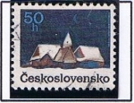 Stamps Czechoslovakia -  Casa con nieve