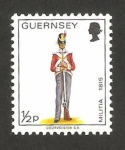 Stamps United Kingdom -  Guernsey - uniforme militar, soldado del regimiento del este 