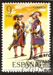 Sellos del Mundo : Europa : Espa�a : Uniformes Militares - Mosqueteros de los Tercios Morados Viejos. 1694