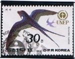 Stamps North Korea -  Hirundo rutisca