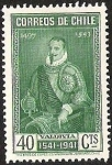 Stamps Chile -  4° CENTENARIO FUNDACION SANTIAGO - PEDRO DE VALDIVIA