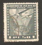 Stamps Chile -  avión y globo terrestre