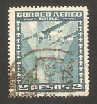 Stamps Chile -  avión y globo terrestre