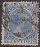Stamps Spain -  ESPAÑA 1889-99 215 Sello Alfonso XIII Tipo Pelón 5c Usado Espana Spain Espagne Spagna 